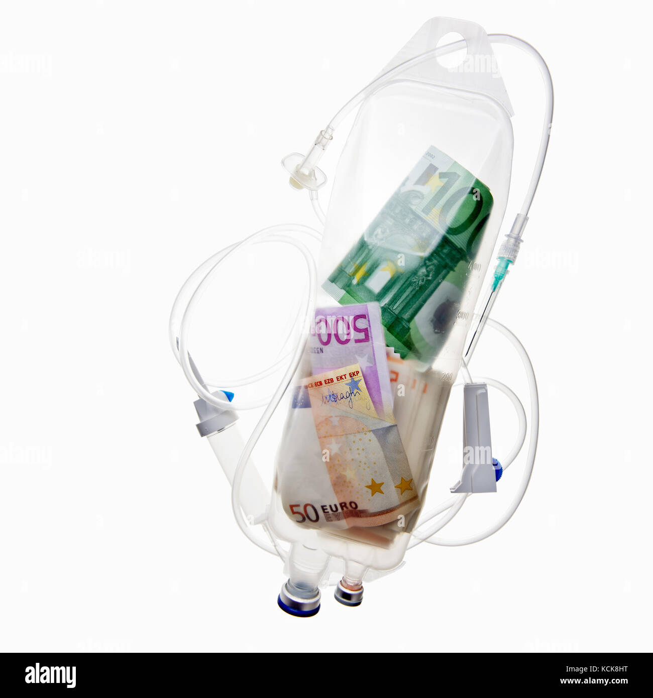 Soldi in camera di gocciolamento. problema globale concetto Foto Stock