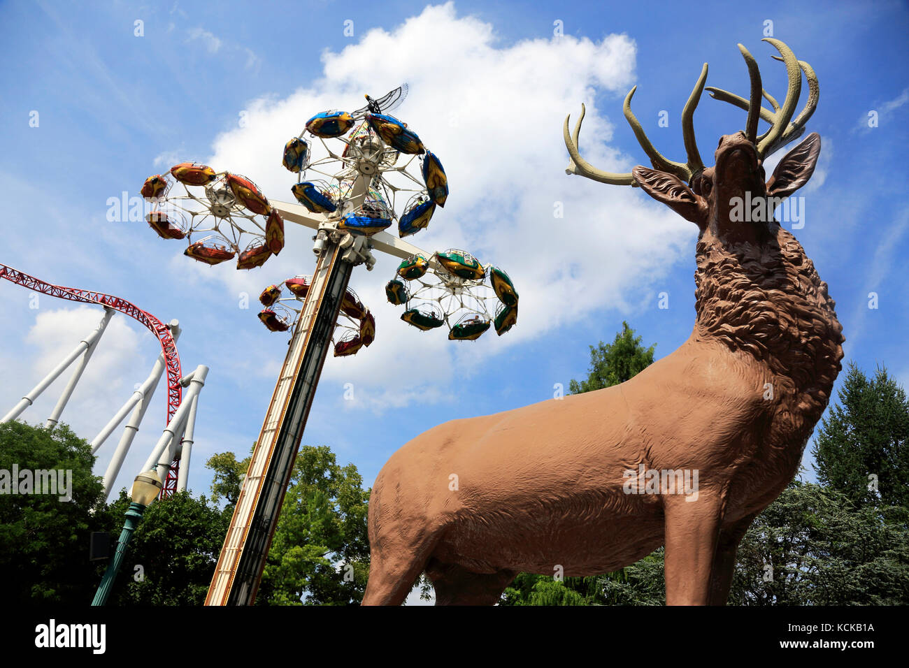 Il famoso Elk / Deer statua a Hershey Park.Derry Township.Pennsylvania.USA Foto Stock