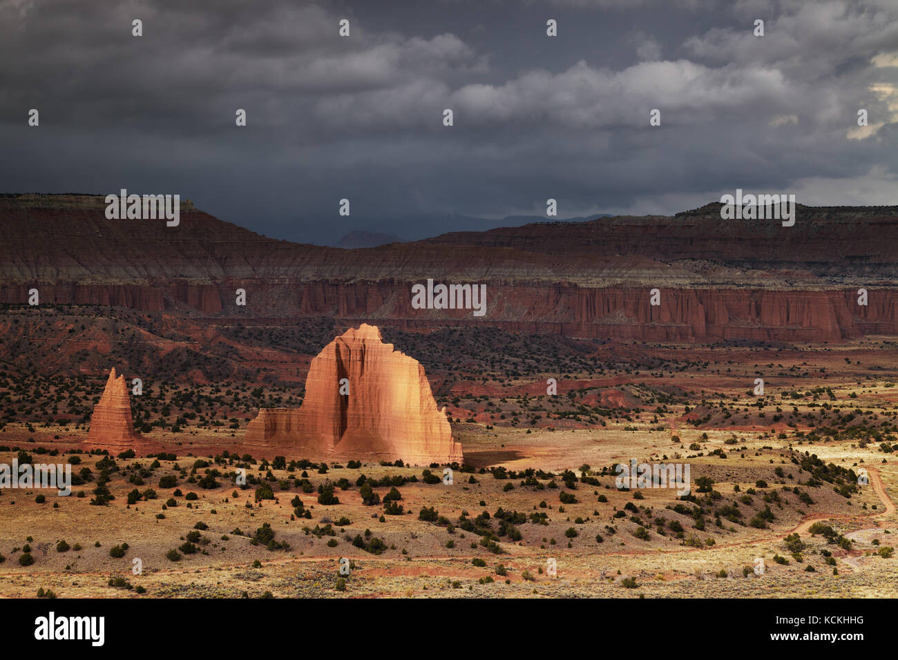 Valle della cattedrale, Capitol Reef National Park nello Utah, Stati Uniti d'America Foto Stock