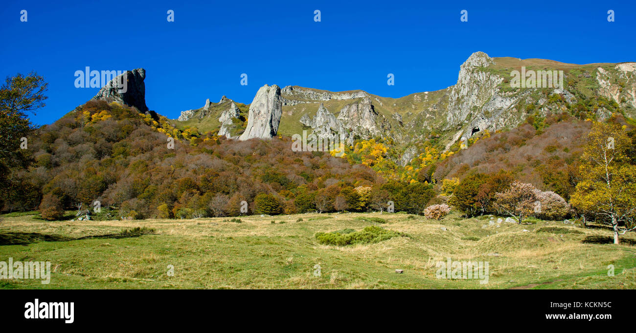 Sorprendete vallée de chaudefour in Auvergne in Francia Foto Stock