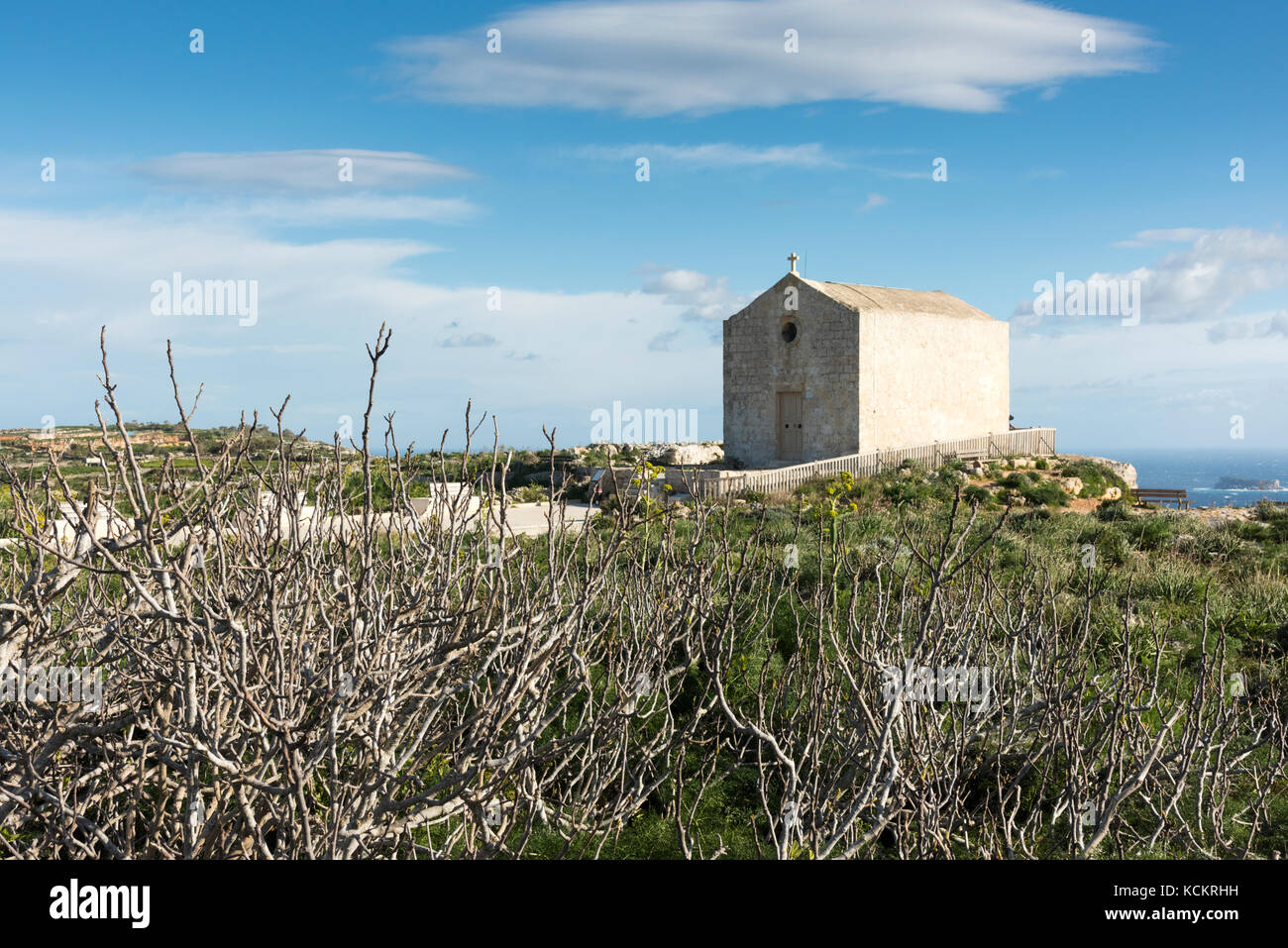 La Cappella Magdelene a Dingli Cliffs sulla costa meridionale di Malta Foto Stock