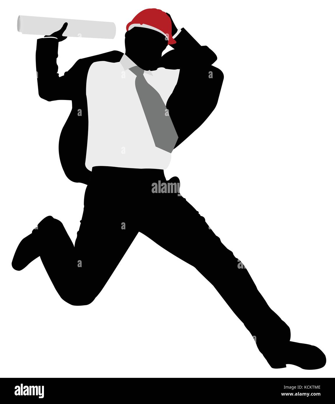 Imprenditore con hardhat jump - vettore Illustrazione Vettoriale