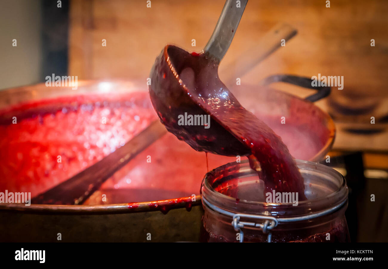 Preparazione Strawberryjam Foto Stock