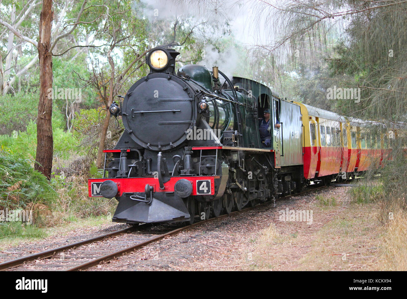 Locomotiva a vapore del Pacifico restaurata M4 sulla Don River Railway, una ferrovia gestita da volontari che utilizza una sezione restaurata di binario lungo le rive del do Foto Stock