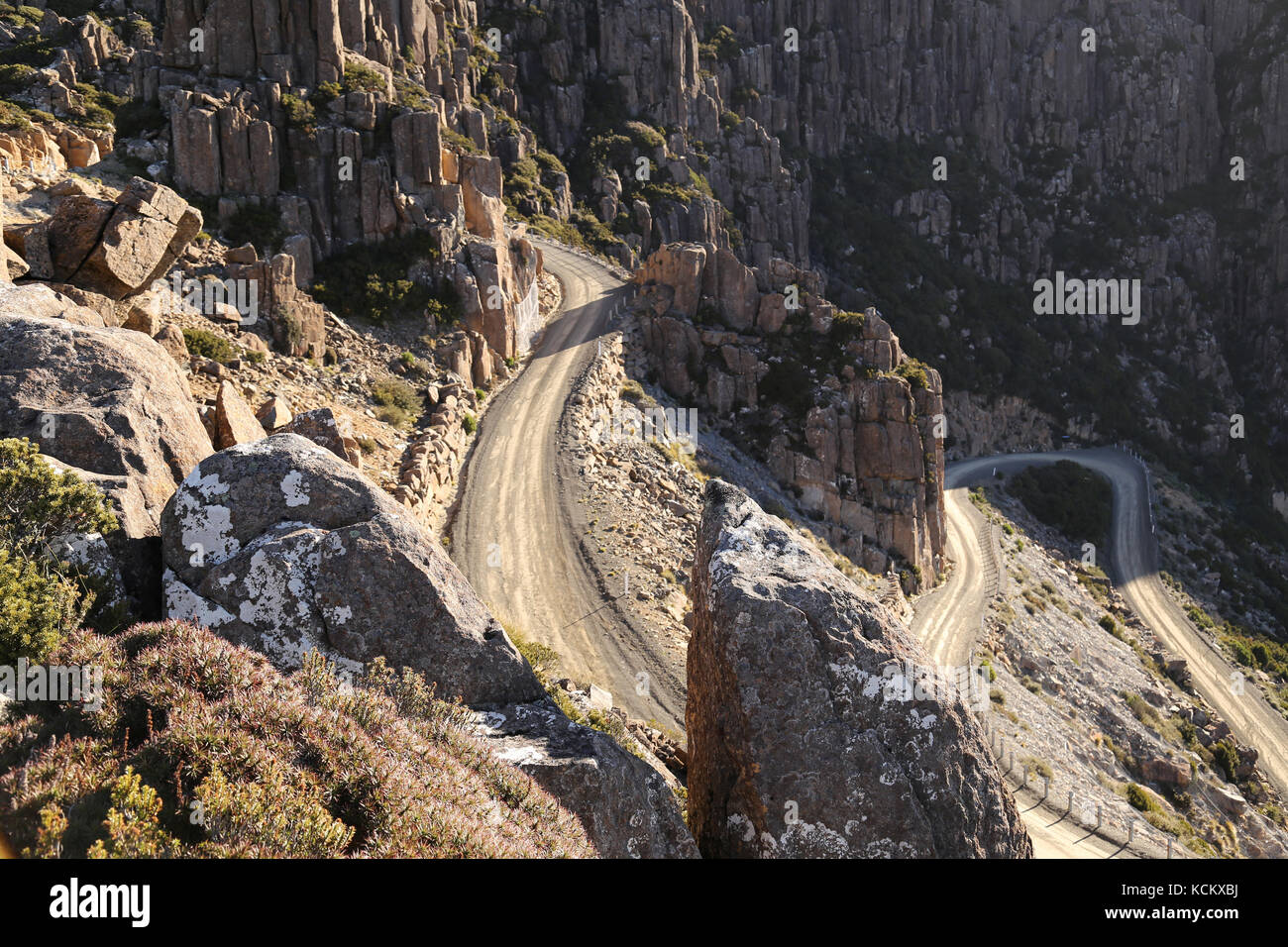 Strada conosciuta come la scala Jacobs, famosa per la sua serie di tornanti che portano alla cima del ben Lomond e l'altopiano alpino e campi da sci. Il Foto Stock