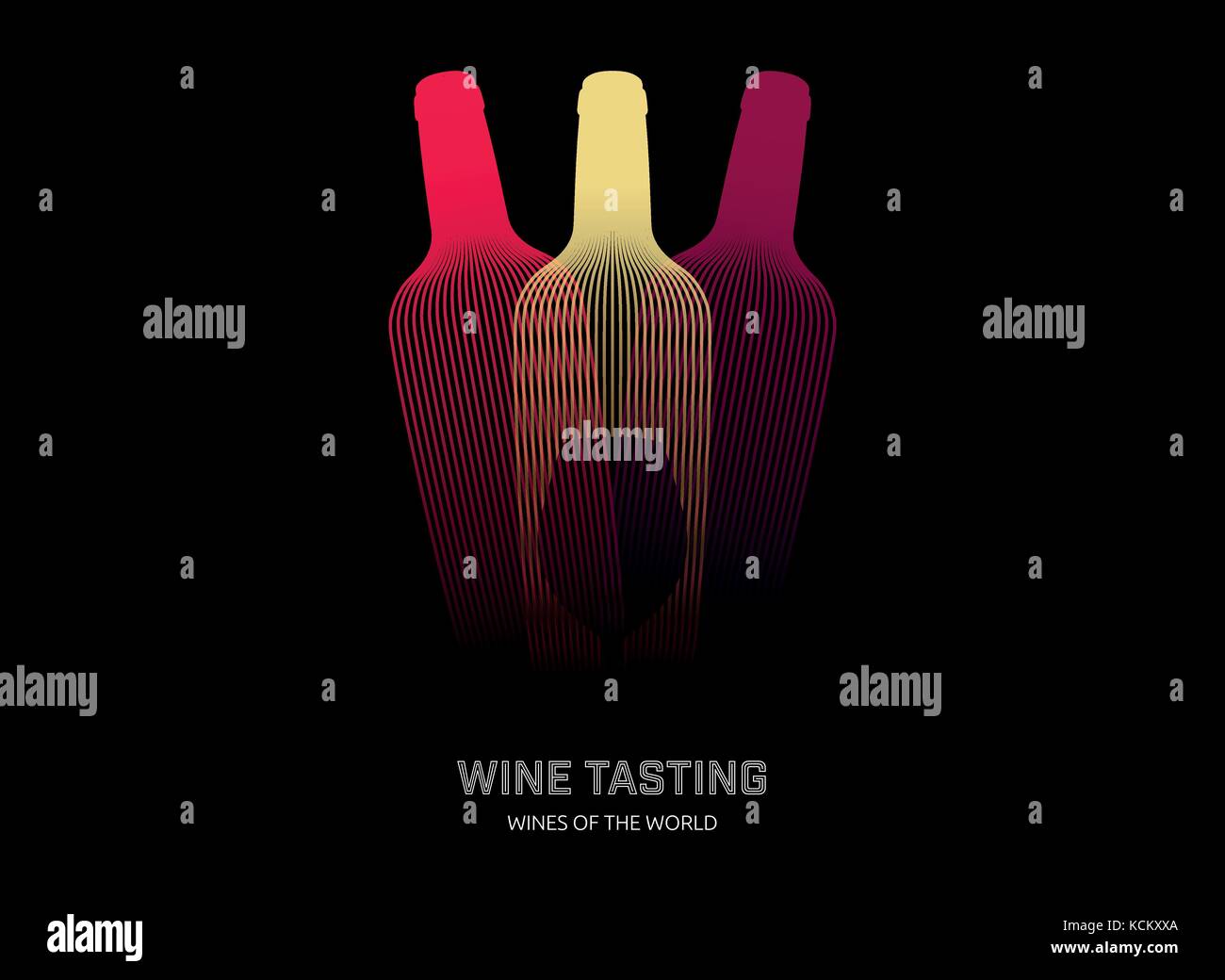 Modello di design moderno con illustrazione delle bottiglie di vino Illustrazione Vettoriale