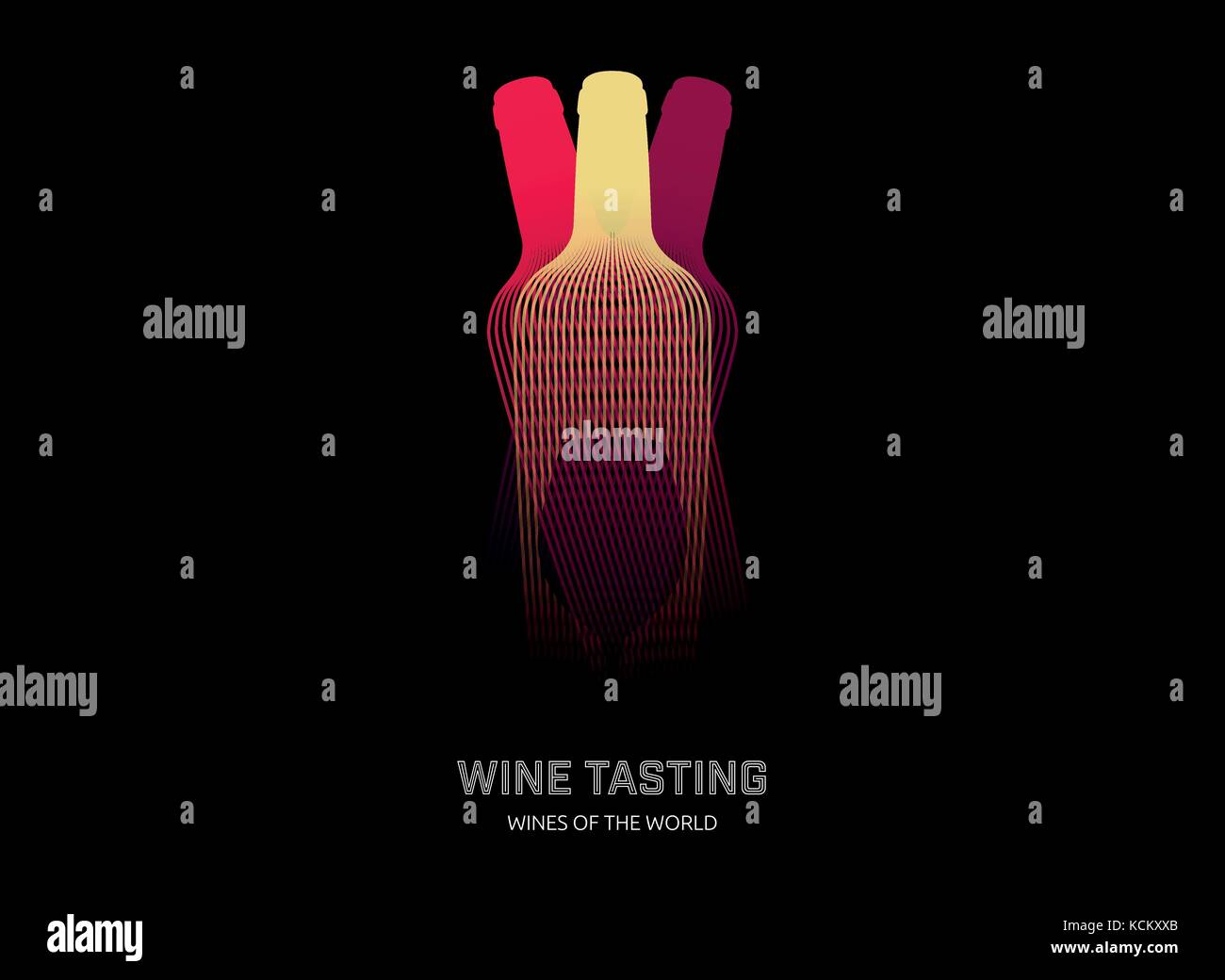 Modello di design moderno con illustrazione delle bottiglie di vino Illustrazione Vettoriale