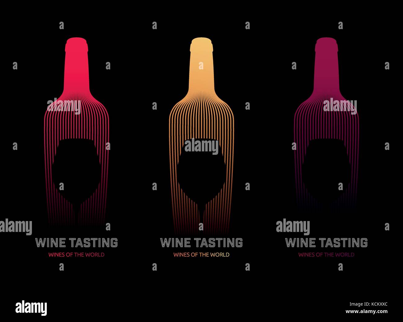 Modello di design moderno con illustrazione delle bottiglie di vino Illustrazione Vettoriale