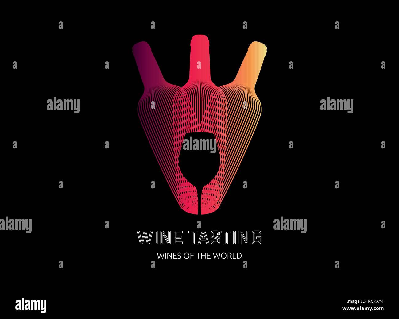 Modello di design moderno con illustrazione delle bottiglie di vino Illustrazione Vettoriale