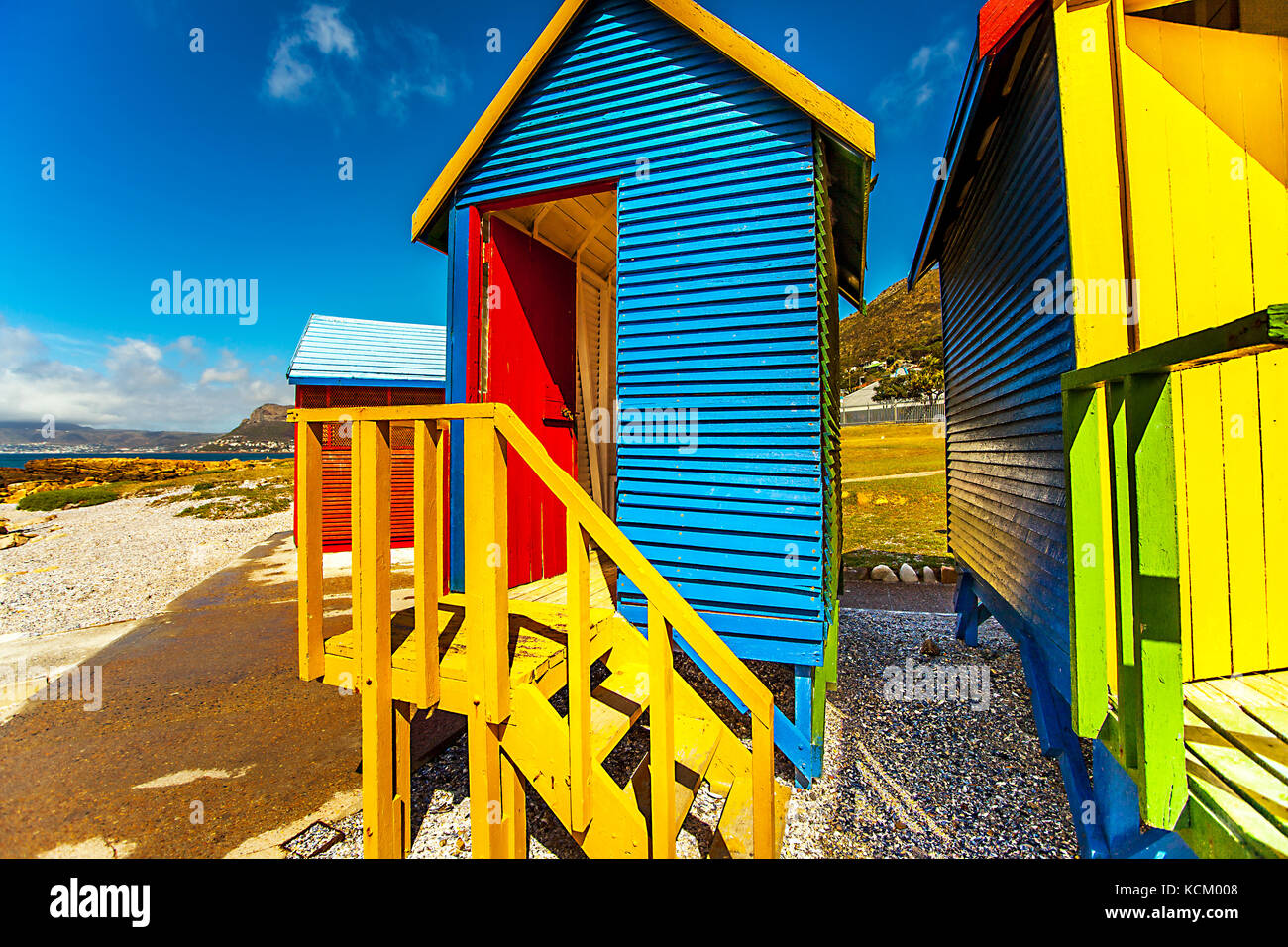 Case sulla spiaggia di st.james sud africa Foto Stock