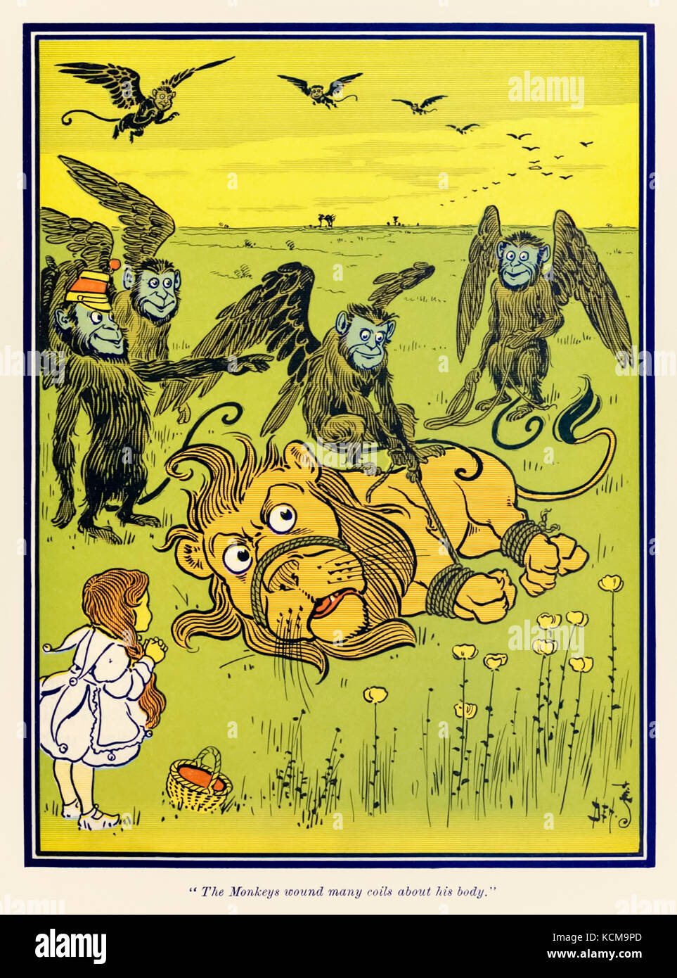 "Le Scimmie avvolta molte spire intorno al suo corpo." da "Wonderful Wizard of Oz' da L. Frank Baum (1856-1919) con foto da W. W. Denslow (1856-1915). Vedere ulteriori informazioni qui di seguito. Foto Stock
