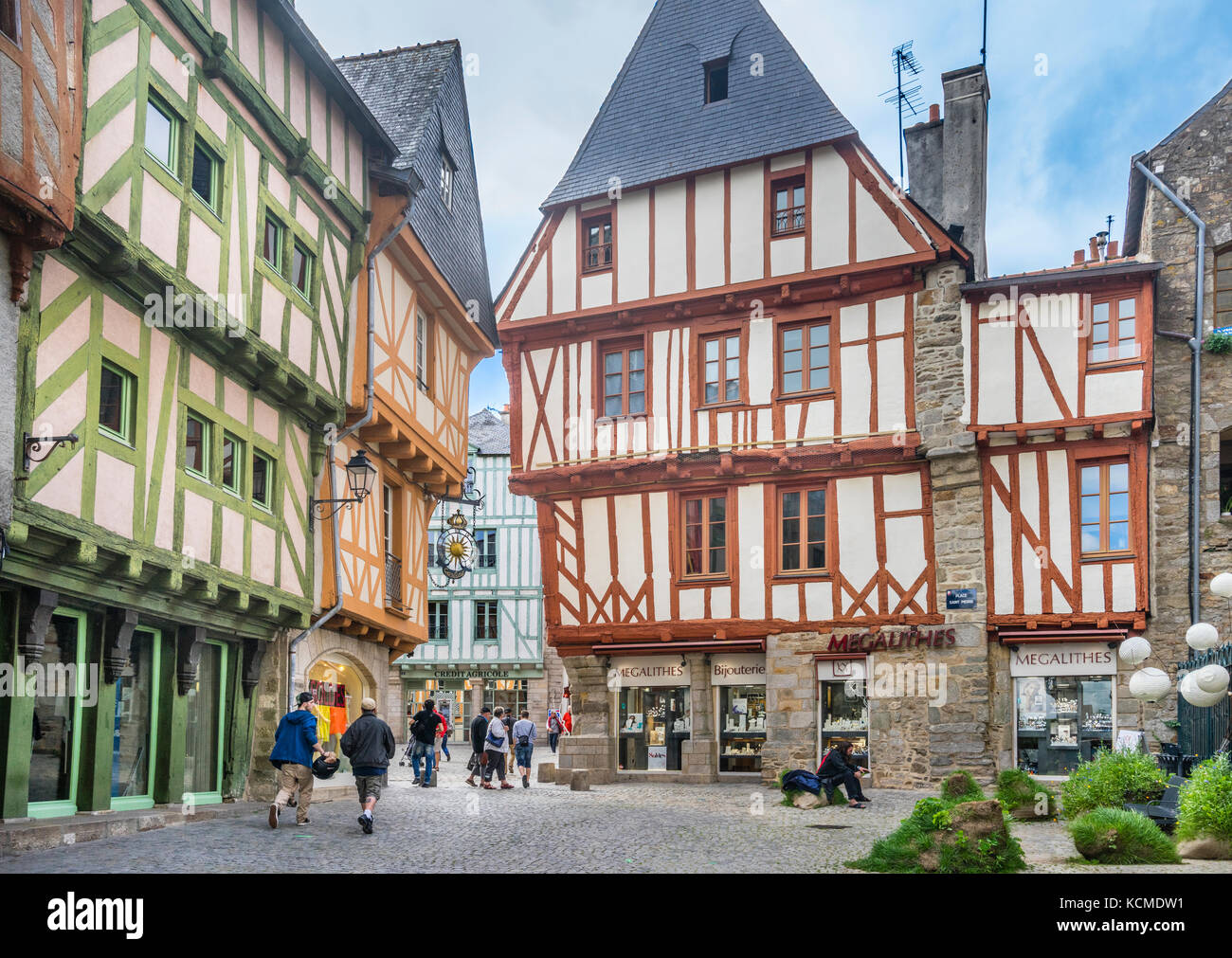 Francia, Bretagna Morbihan, Vannes, antiche in legno case in Place Saint-Pierre Foto Stock