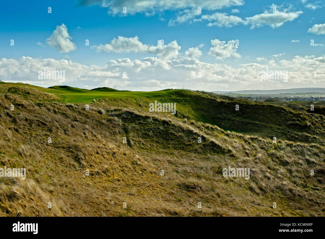 Royal Portrush Golf Club la sede per il 2019 Open Golf Championship Calamity Corner 14th su Dunluce Course - Foto Stock