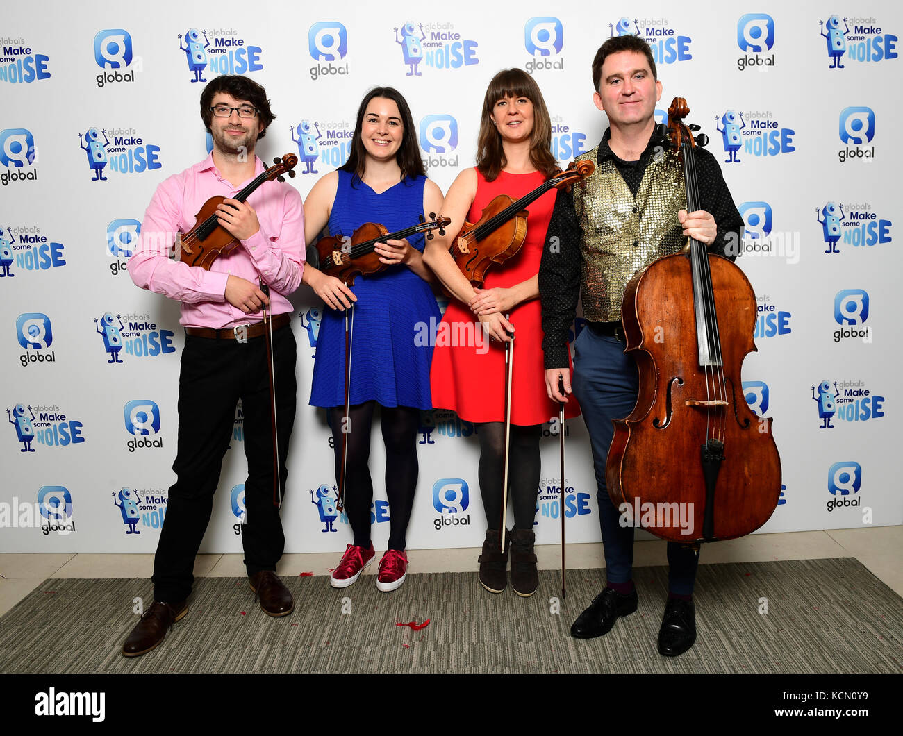 Il Quartetto di Santiago durante il Global's Make Some Noise Day 2017 tenutosi a Global, 30 Leicester Square, Londra. L'evento unisce tutti i marchi di radio di Global per contribuire a raccogliere fondi per Global's fare un po 'di rumore, la beneficenza istituita da Global per aiutare i giovani svantaggiati in tutto il Regno Unito. Data immagine: Venerdì 6 ottobre. Il credito fotografico dovrebbe essere: Ian West/PA Wire Foto Stock