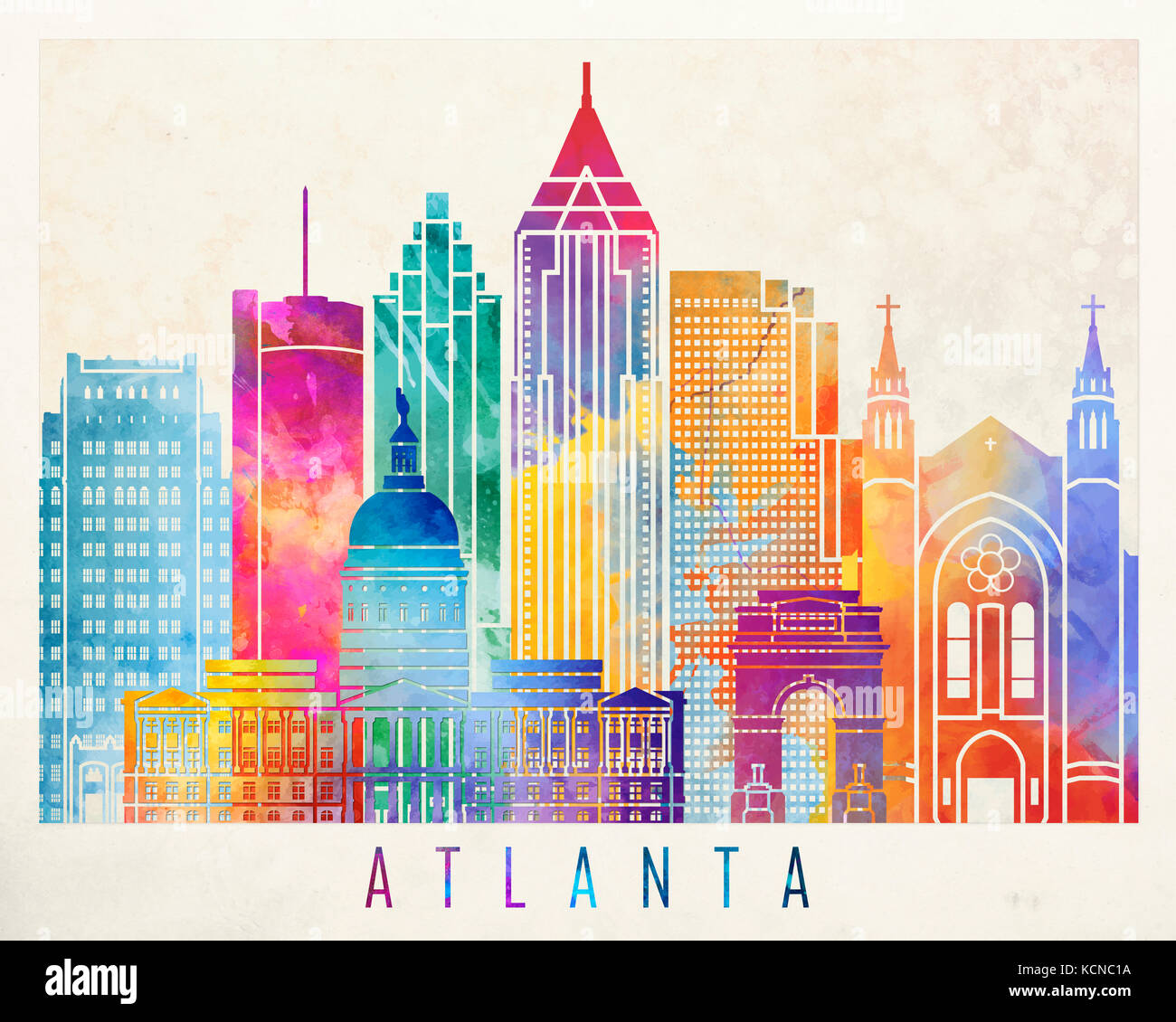 Atlanta landmarks acquerello poster Foto Stock
