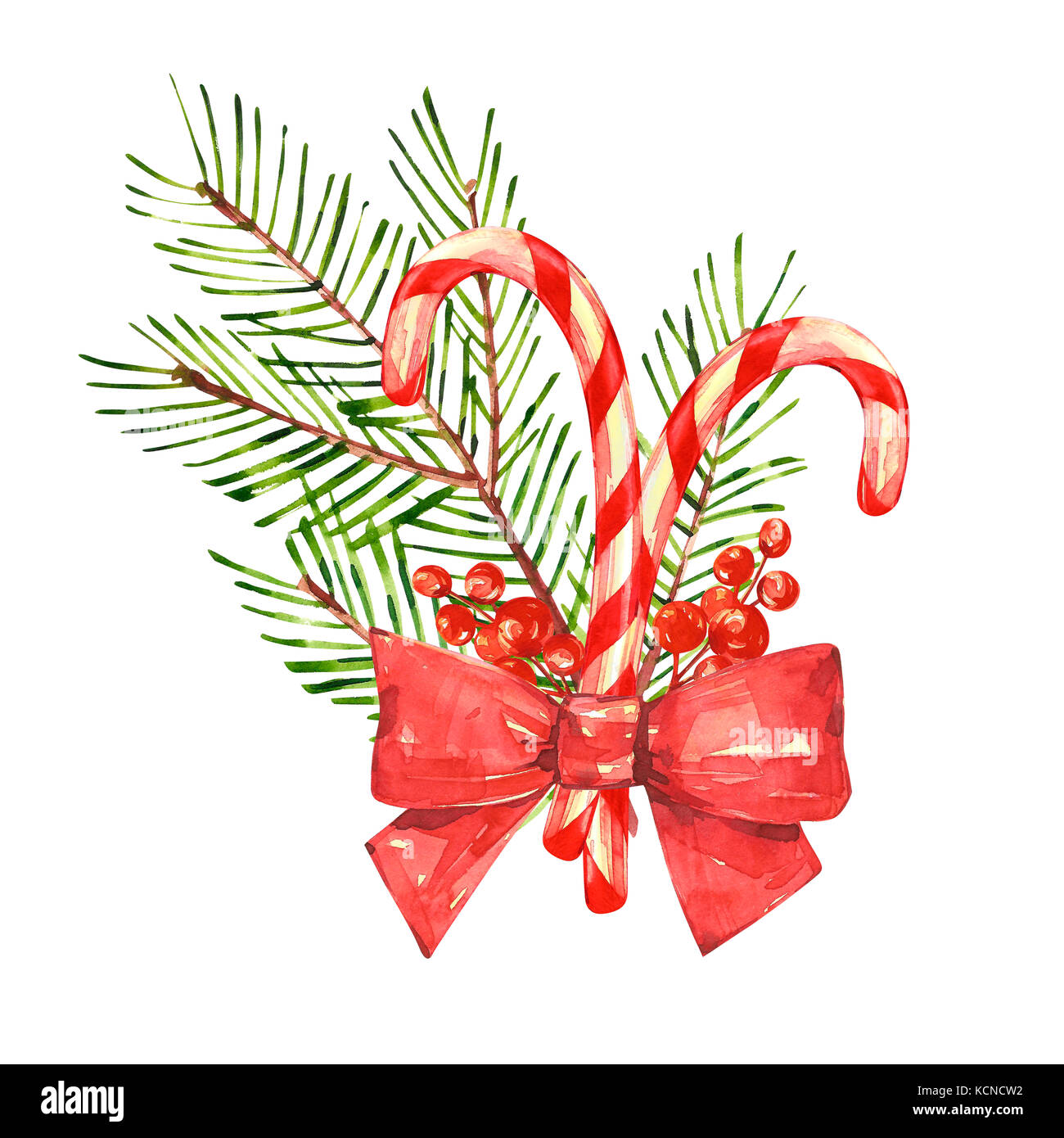 Decorazioni Natalizie Word.Natale Candy Cane Con Albero Di Natale Acquerello Illustrazioni Isolate Su Sfondo Bianco Foto Stock Alamy