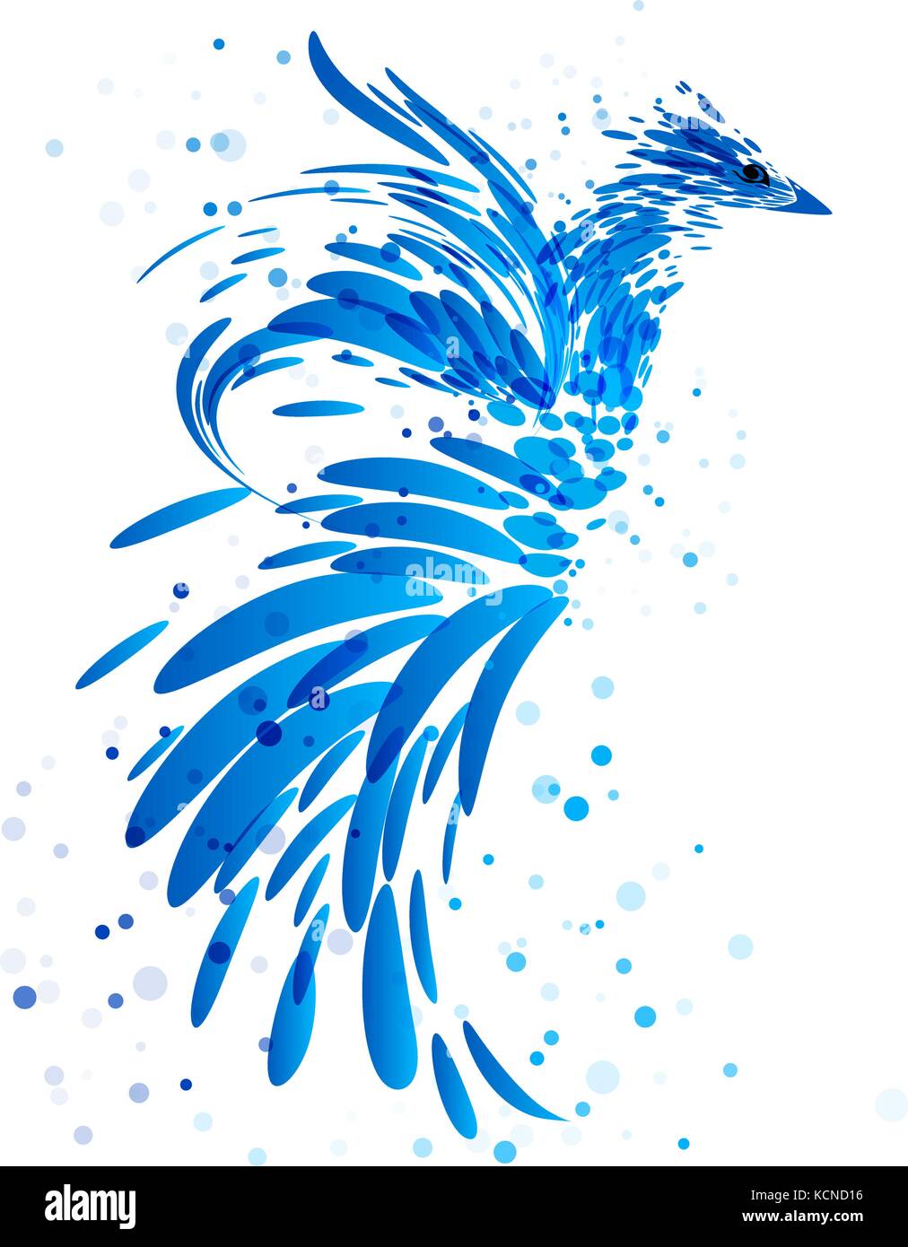 Mitico uccello blu su sfondo bianco Illustrazione Vettoriale