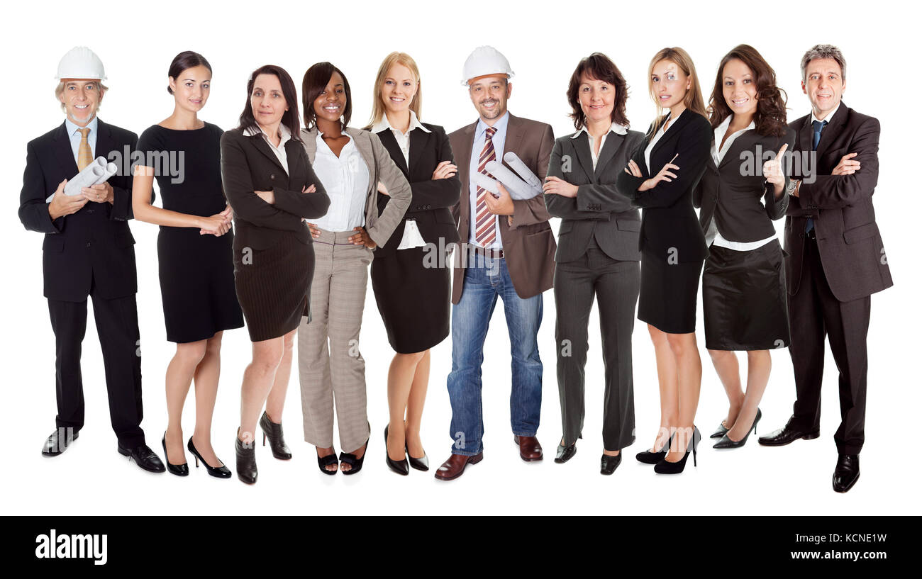 Un gruppo di persone di affari. Isolato su bianco Foto Stock