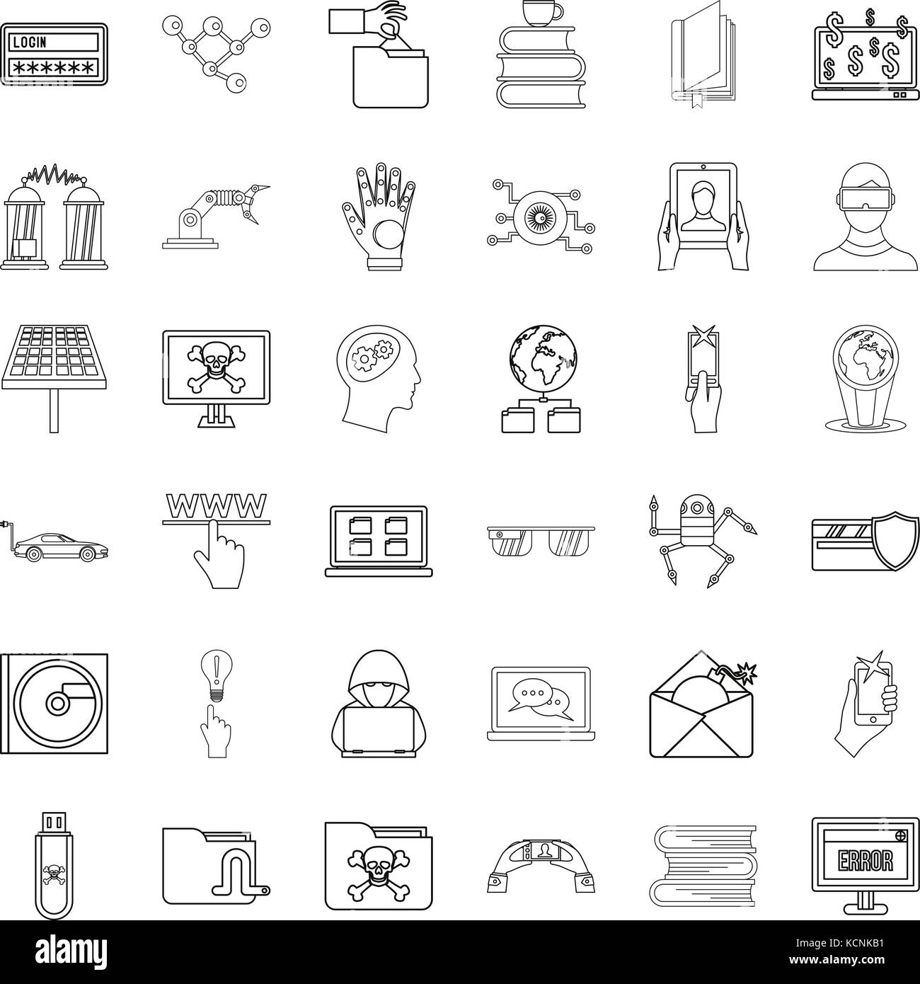 Unità flash set di icone di stile di contorno Illustrazione Vettoriale