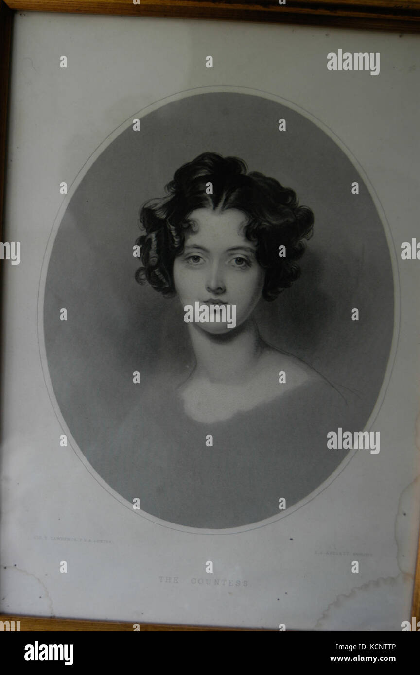 Dopo incisione Sir Thomas Lawrence della contessa di Darnley, aka on. Emma Jane Parnell, (moglie del 5° Conte di Darnley) Foto Stock
