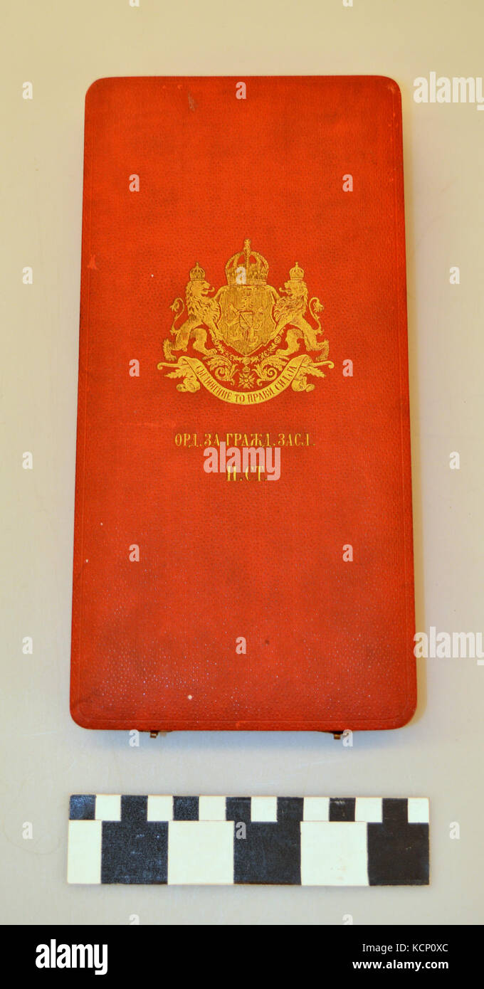 Il bulgaro Ordine di Merito Civile medaglia scatola di presentazione Foto Stock