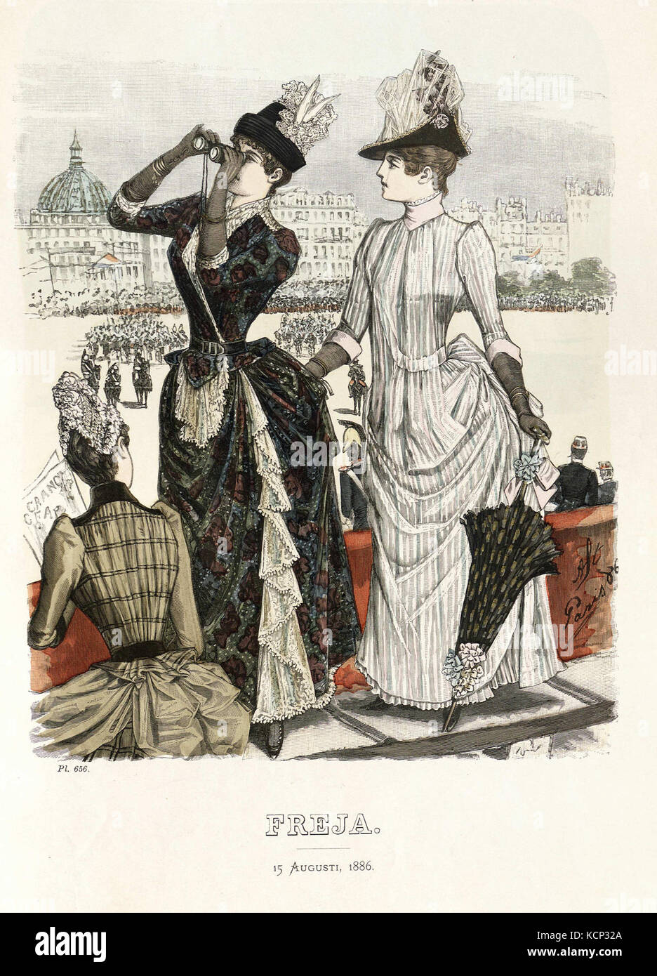 Il titolo si riferisce a un numero del 1886 di "Freja", una rivista di moda scandinava illustrata, con l'illustrazione numero 16. Foto Stock Il titolo si riferisce a un numero del 1886 di "Freja", una rivista di moda scandinava illustrata, con l'illustrazione numero 16. Foto Stock