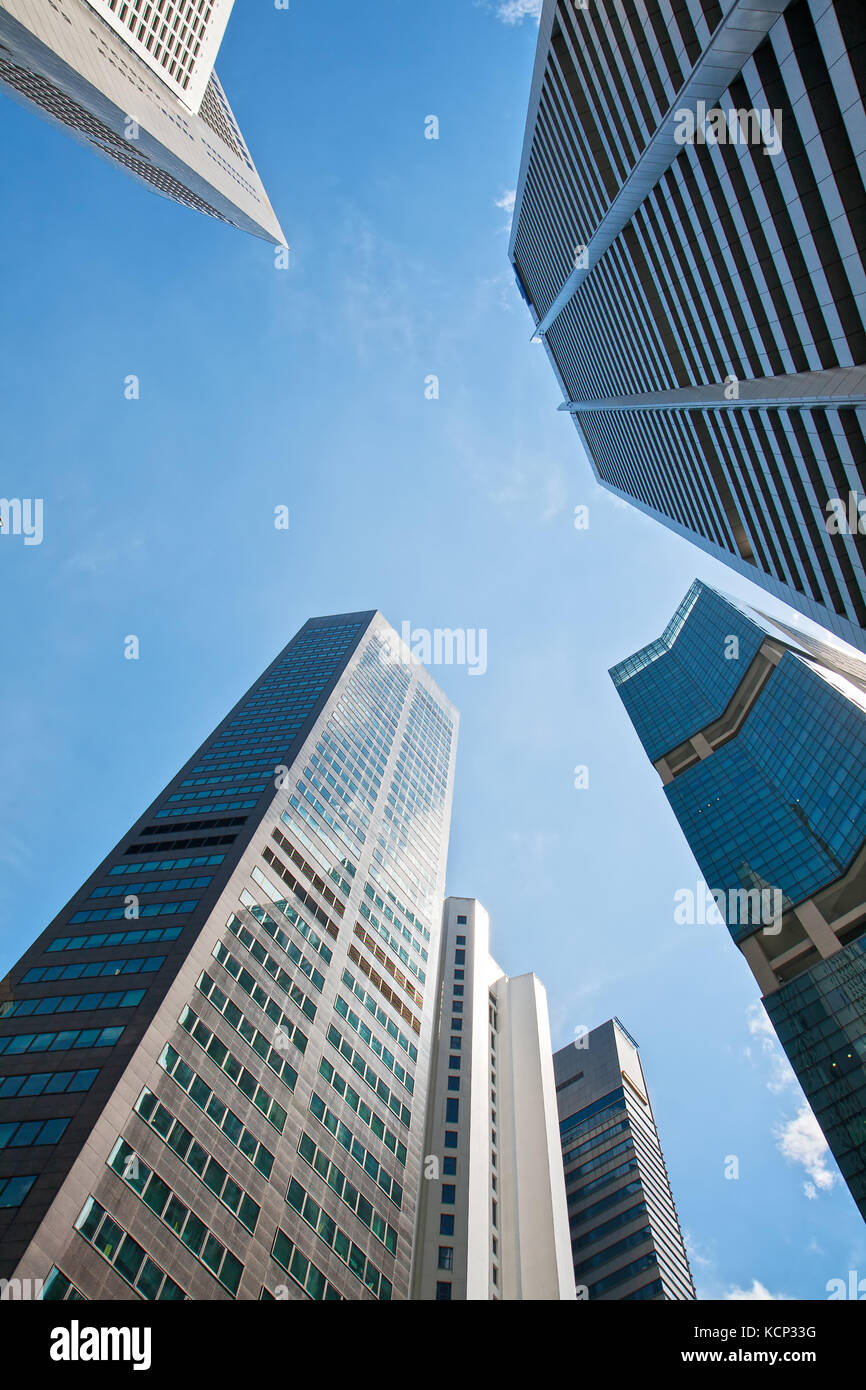Alti e moderni edifici a Singapore Foto Stock