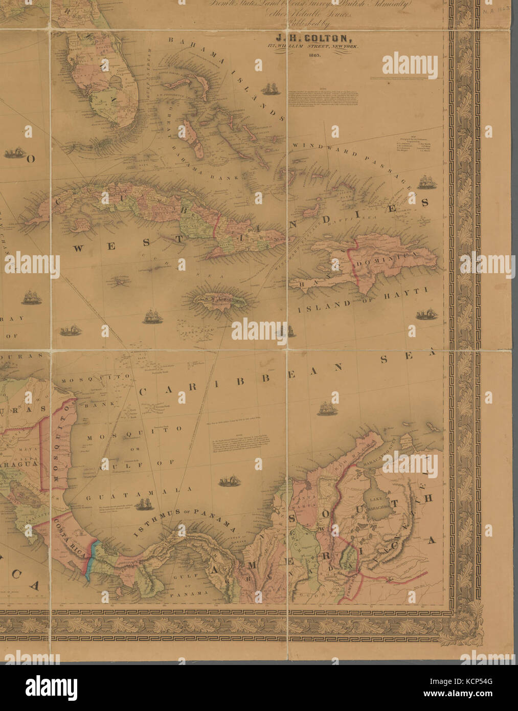 Colton è di nuovo illustrato & abbellito county map delle repubbliche del Nord America (NYPL B20732974 5404017) Foto Stock