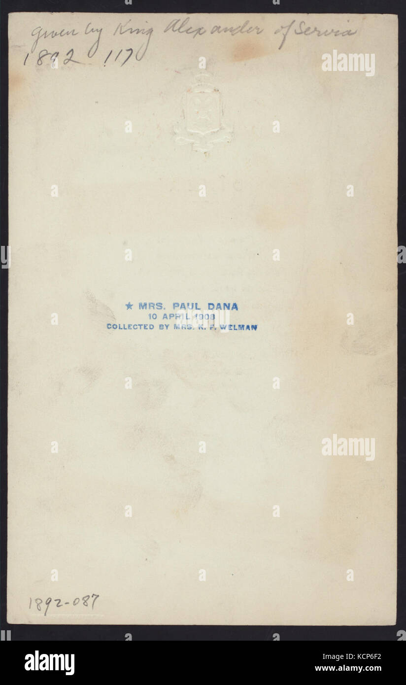 La cena (detenute da) (re Alessandro di SERVIA) (a) Belgrado (stranieri) (NYPL ADE 270126 4000002010) Foto Stock