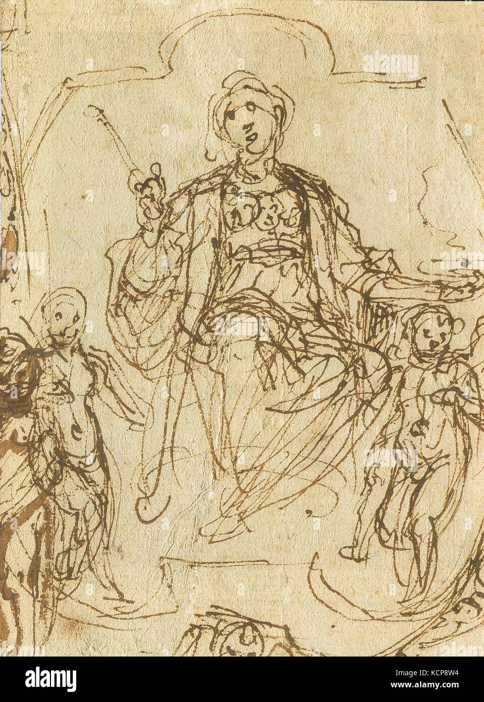 Domenico Cresti, il Passsignano, parte di un disegno di carità affiancato da gloria e felicità, circa 1608 Foto Stock