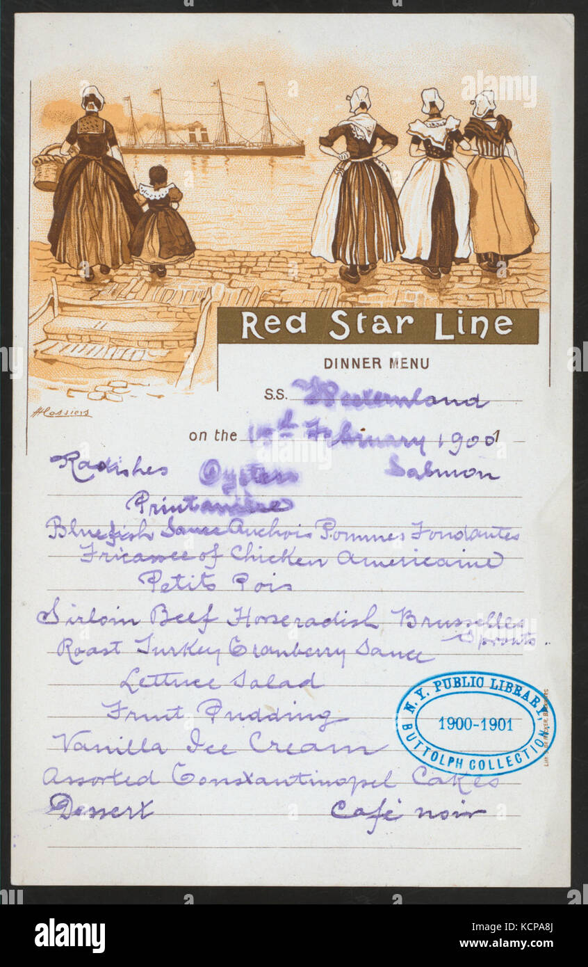 La cena (detenute da) RED STAR LINE (a) SS WESTERNLAND (SS;) (NYPL ADE 272775 475743) Foto Stock