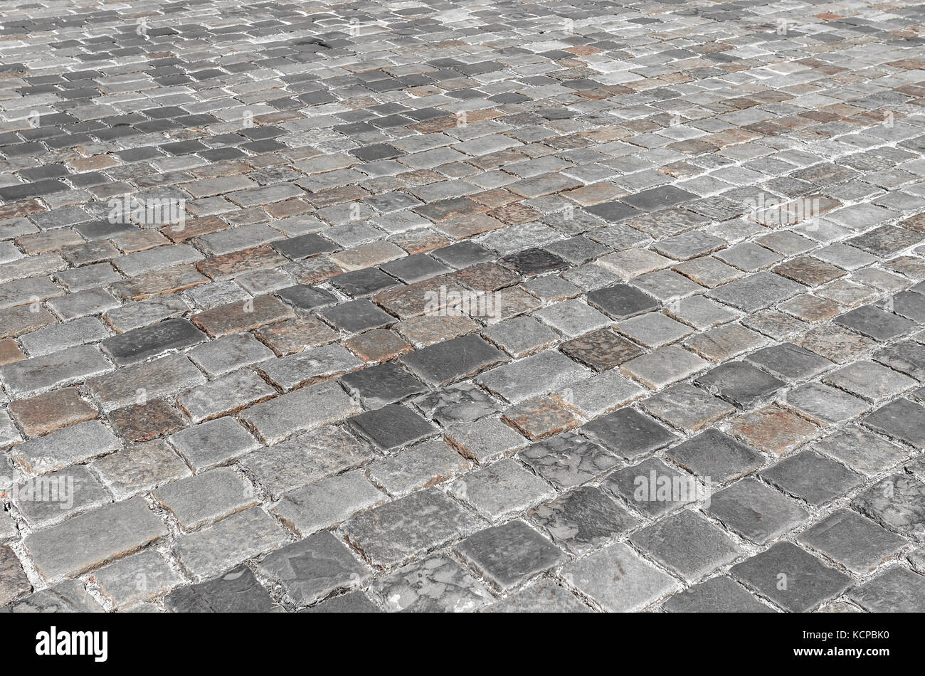 Urban pietre per pavimentazione. Si può notare la posa di acciottolato. Foto Stock