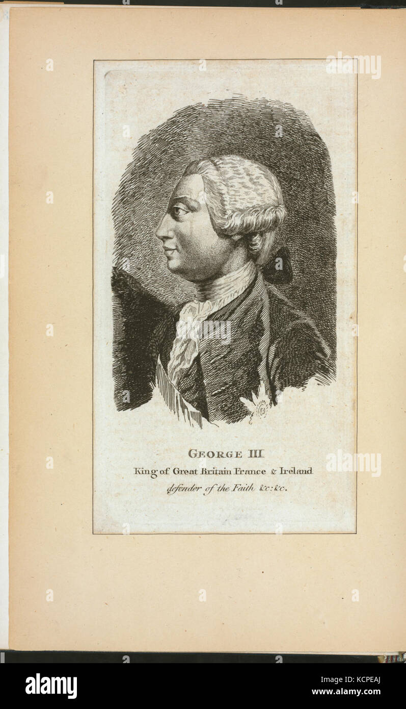 George III, re di Gran Bretagna, Francia e Irlanda, difensore della fede, etc, etc (NYPL ADE 257173 EM15143) Foto Stock