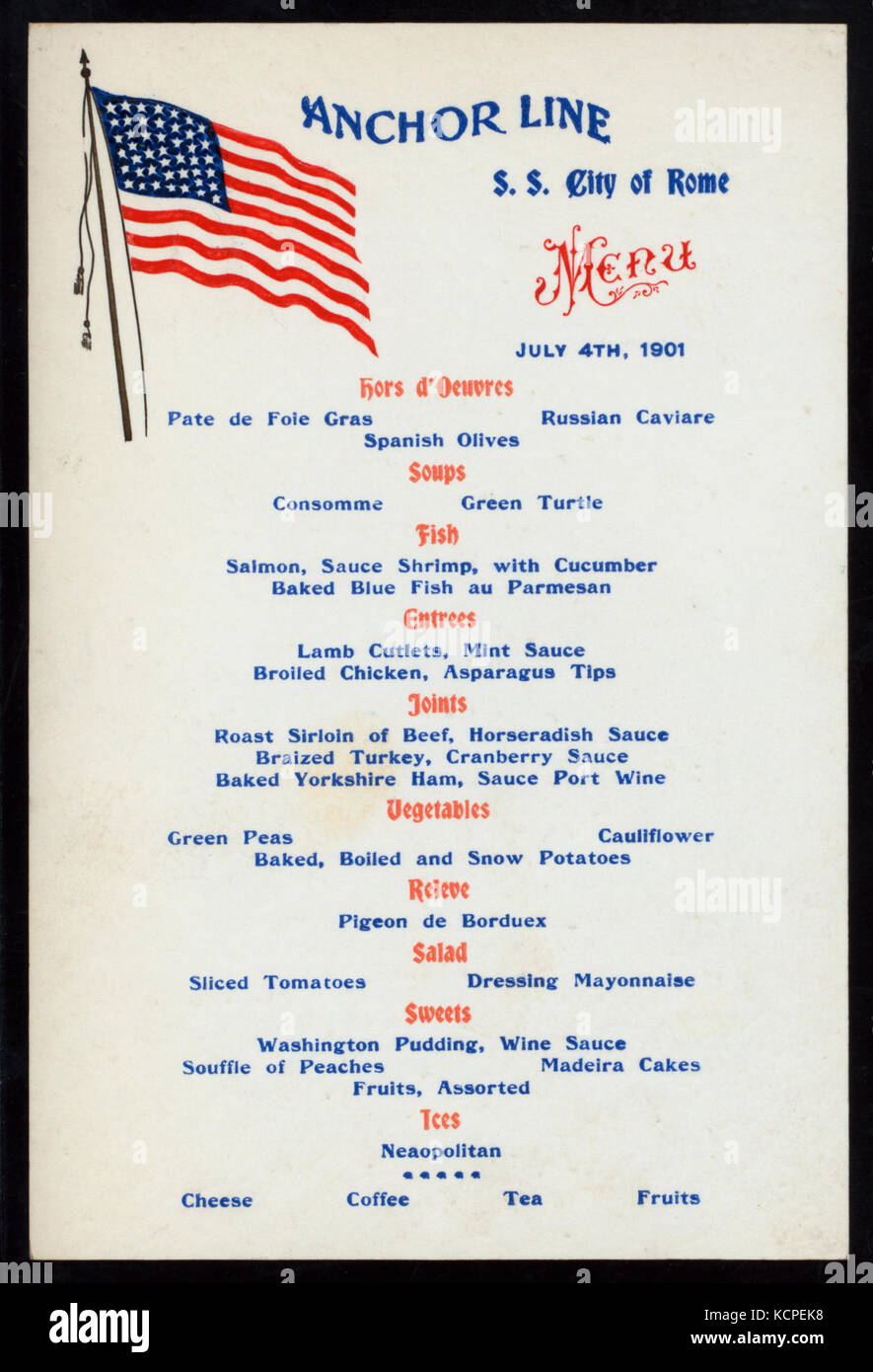 La cena (detenute da) linea di ancoraggio S.S.CITTÀ DI ROMA (A) EN ROUTE (SS) (NYPL ADE 276898 469293) Foto Stock