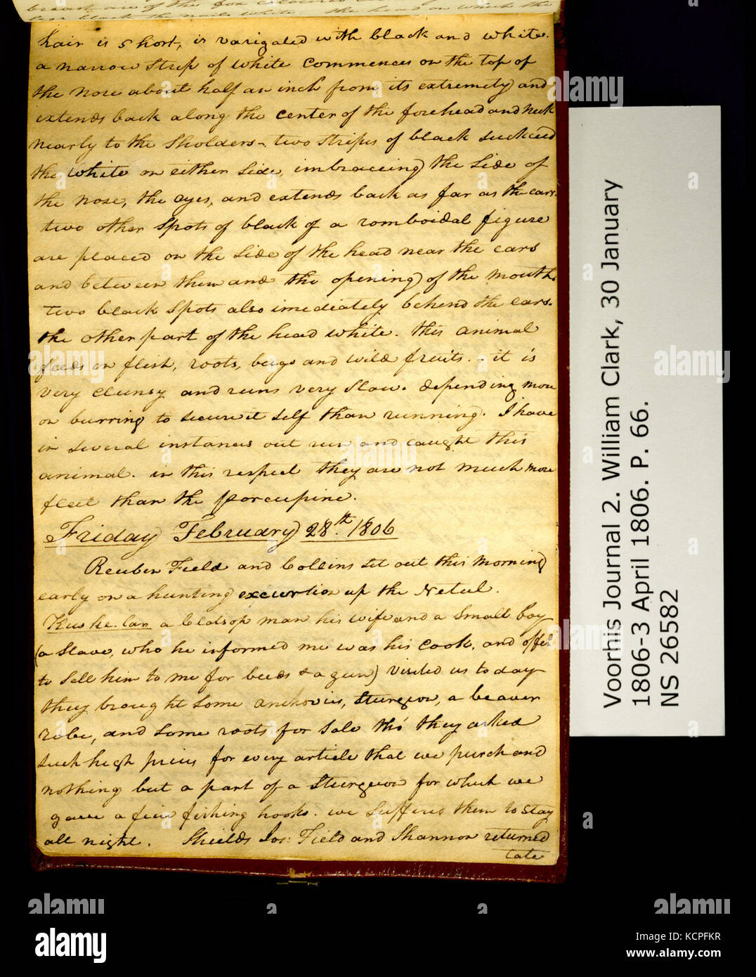 Clark Famiglia volume di raccolta 2. Voorhis Gazzetta n. 2, pagina 66, 27 Febbraio 28, 1806 Foto Stock