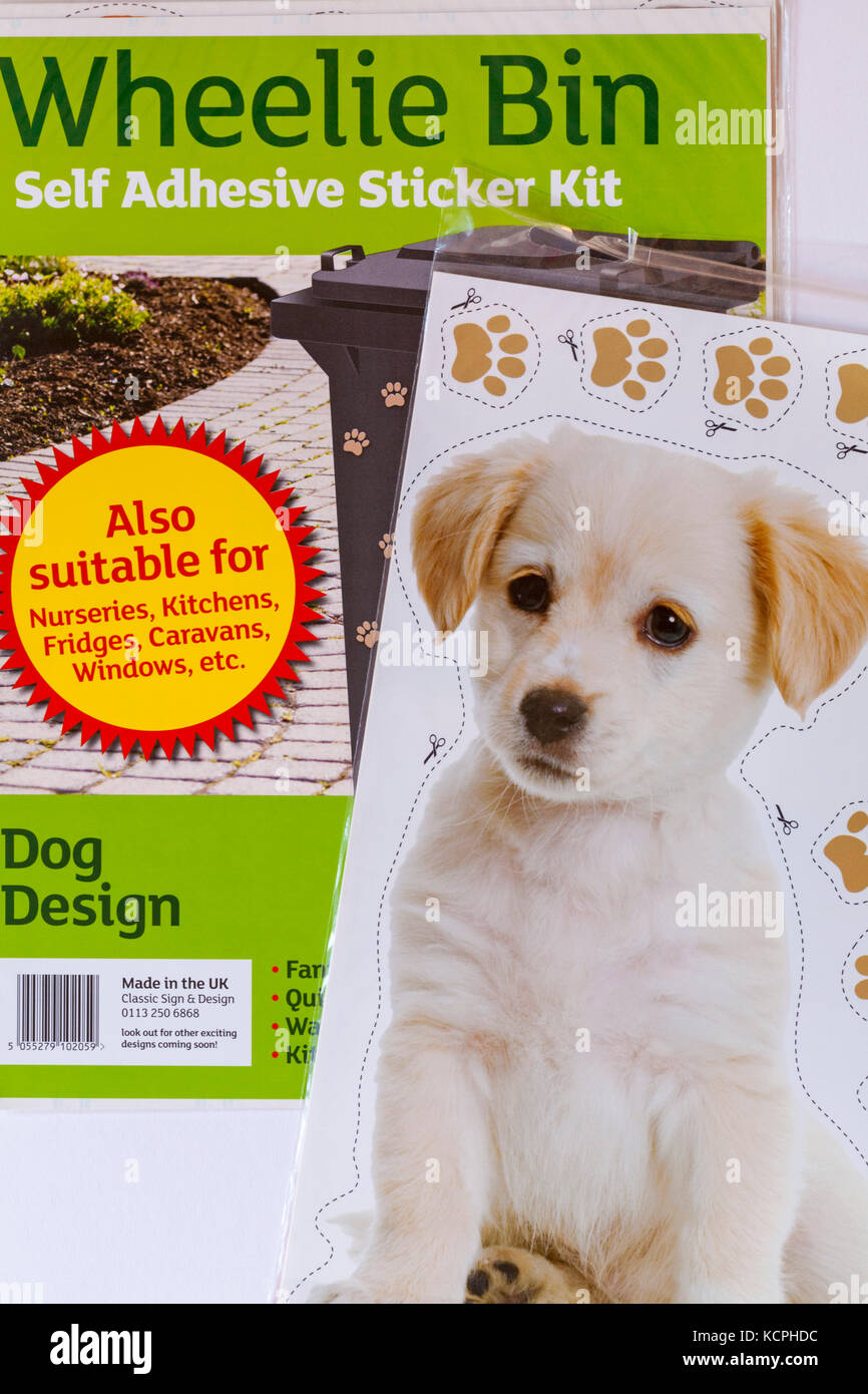 Bidone con ruote auto sticker adesivo kit - progettazione del cane Foto Stock