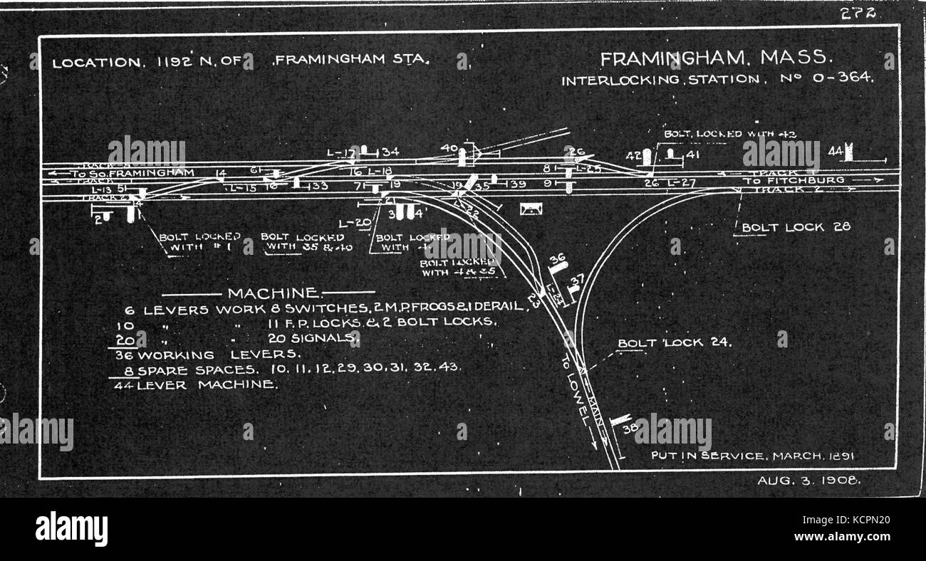 Framingham Centro schema ad incastro, Agosto 1908 Foto Stock