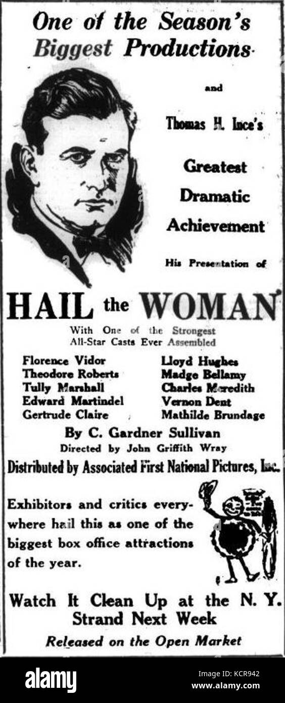 "Hail the Woman" è un film del 1921 che mette in evidenza le sfide sociali e politiche che le donne hanno dovuto affrontare in quel periodo. Il film si concentra sulla lotta per i diritti delle donne e l'uguaglianza di genere all'inizio del XX secolo. Foto Stock