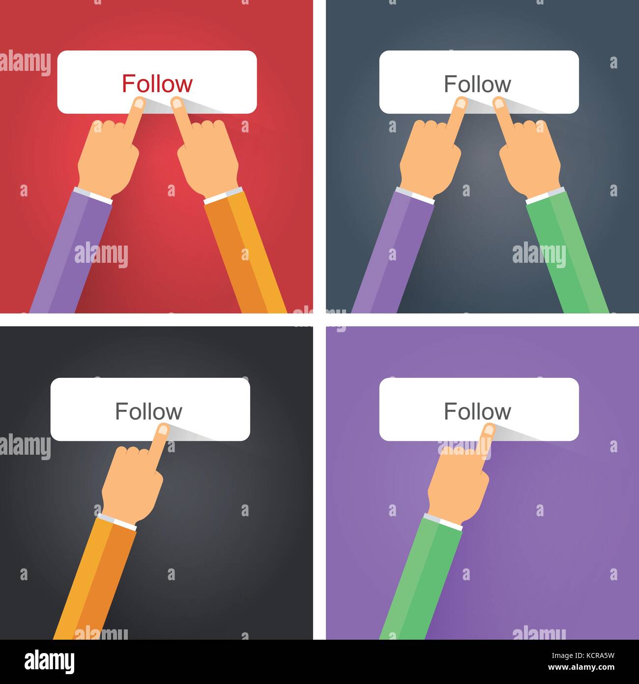 Dito che preme il pulsante seguire Illustrazione Vettoriale