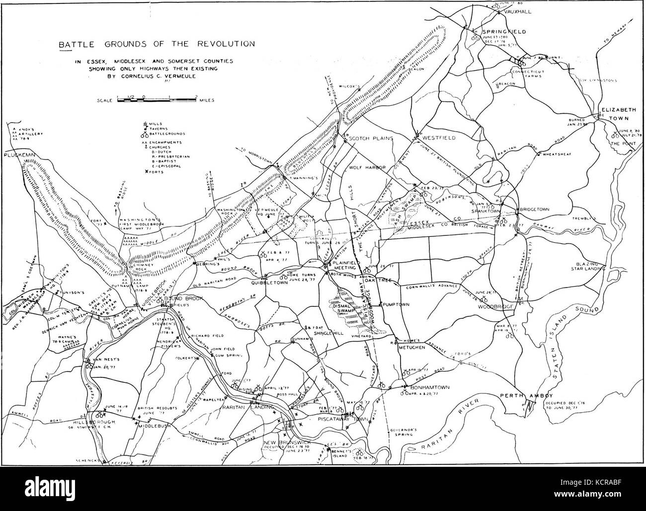 Battaglia della rivoluzione in Essex, Middlesex e Somerset contee, New Jersey da Vermeule Foto Stock