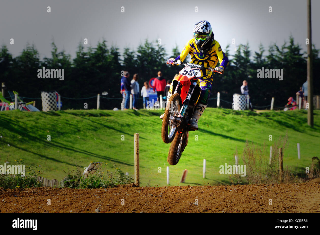 Motocross moto in azione Foto Stock