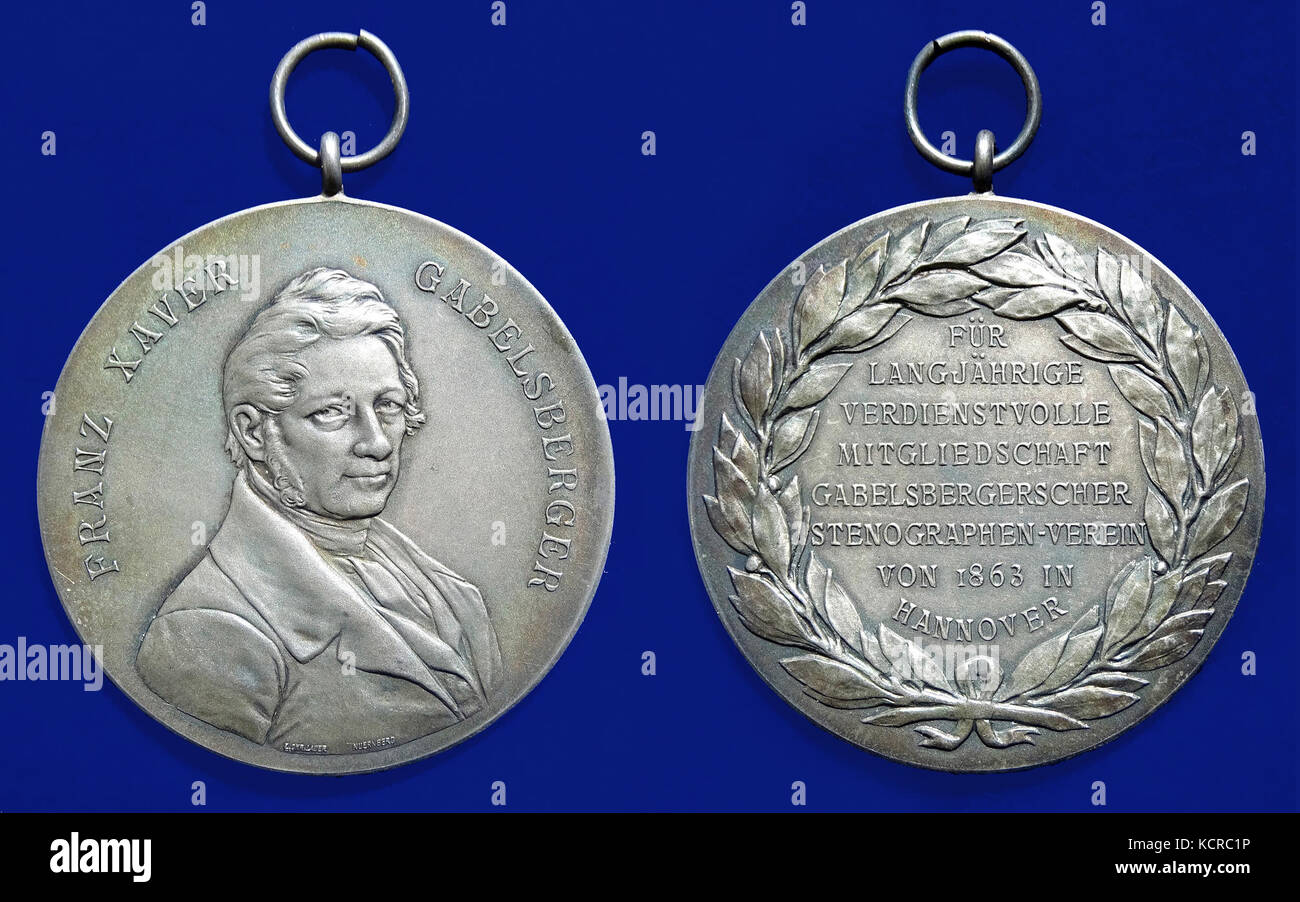 Hannover stenografia Gabelsberger Silver Award Medal retusche Foto Stock