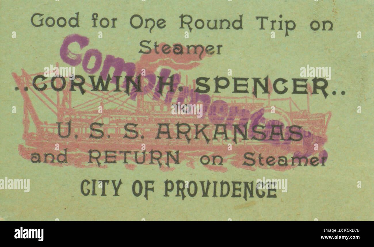 Gratuito biglietto di andata e ritorno sul Corwin H. Spencer e tornare sulla città di Providence, ca. 1903 1905 Foto Stock