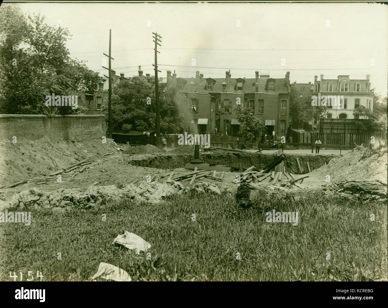 I lavori per la costruzione di un blocco 3600 di Lindell Boulevard Foto Stock