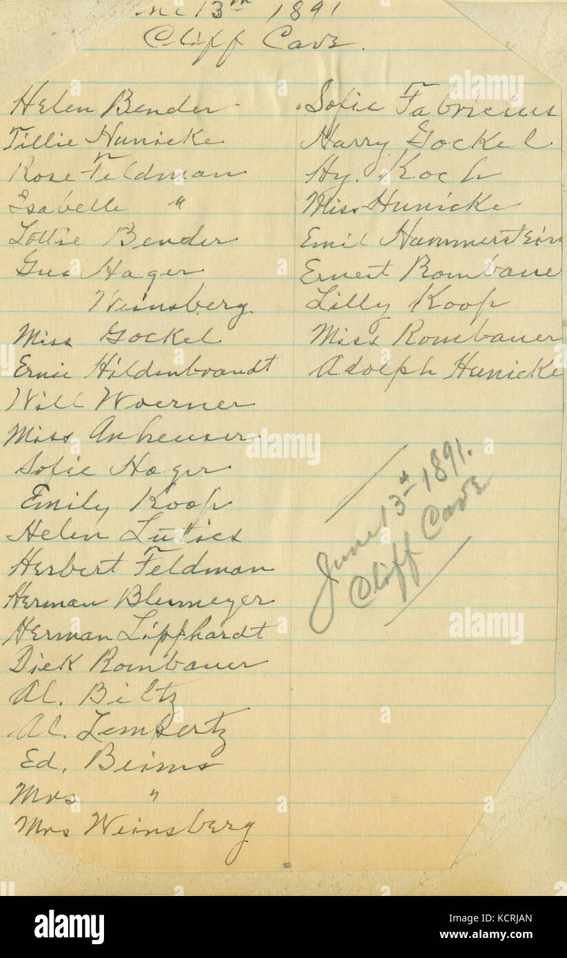 Una foto di un picnic di fronte all'ingresso della Cliff Cave, scattata il 13 giugno 1891. L'immagine riflette gli incontri sociali in natura in quel momento. Foto Stock