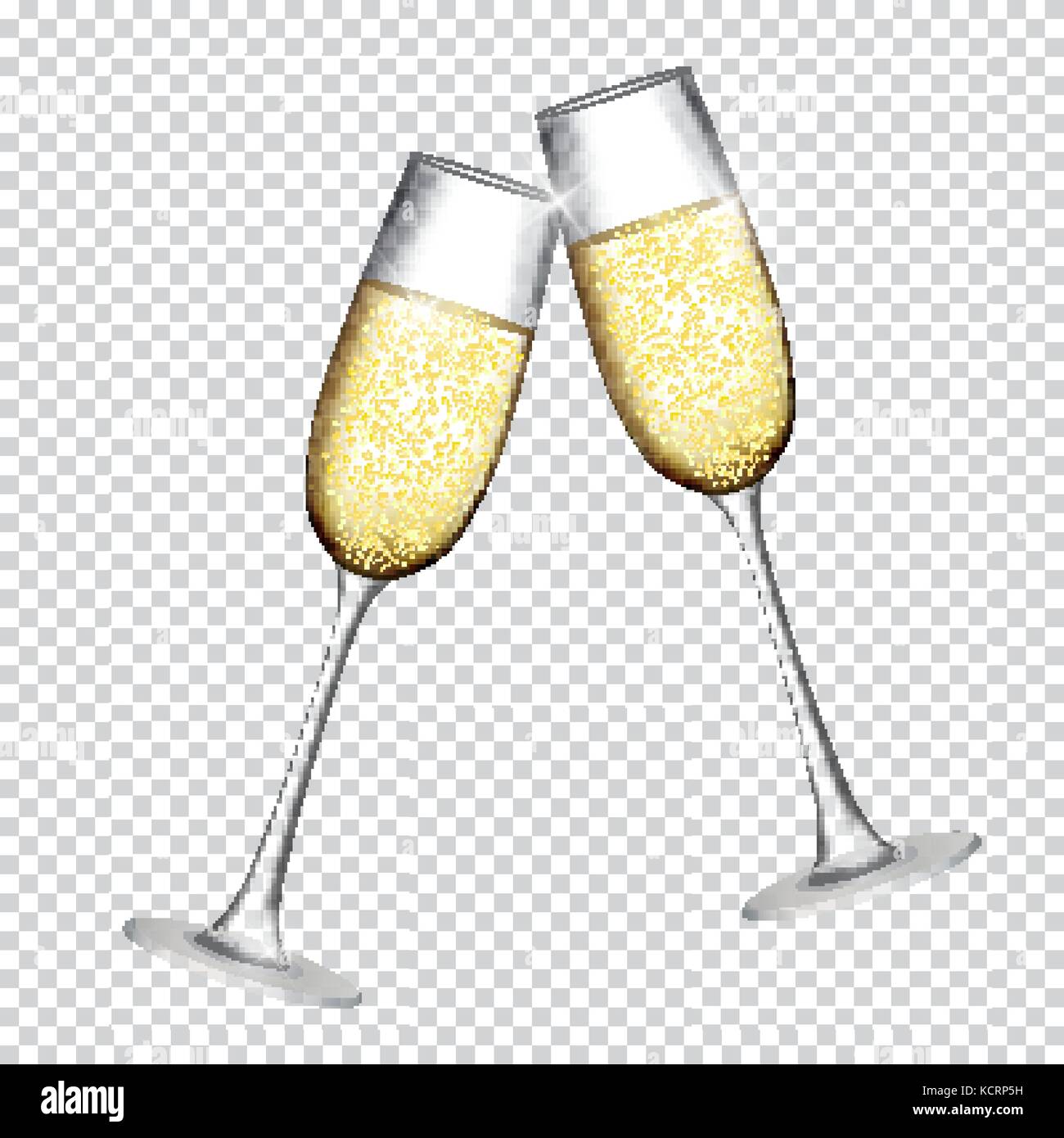 Due bicchiere di champagne isolato su sfondo trasparente. illustrazione vettoriale Illustrazione Vettoriale