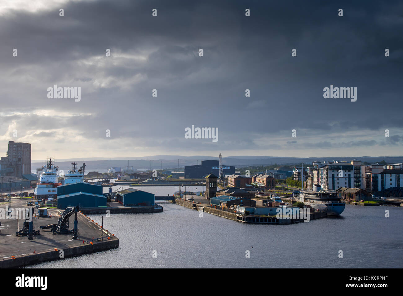 Vista del molo di Leith Edimburgo Foto Stock