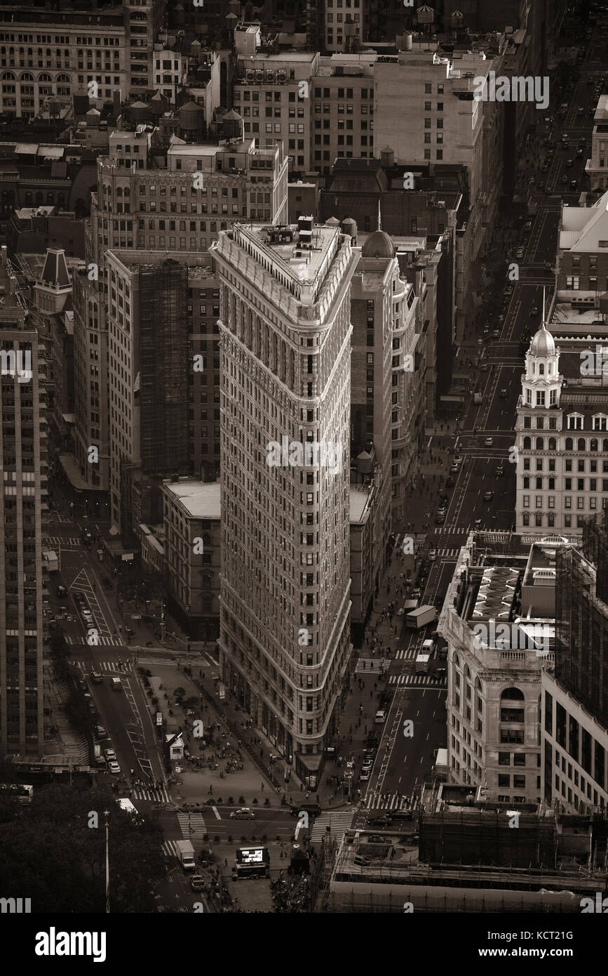 New York City - Sep 11: Flatiron Building closeup su Settembre 11, 2015 in New York City ed è uno dei più famosi grattacieli e il simbolo di n Foto Stock