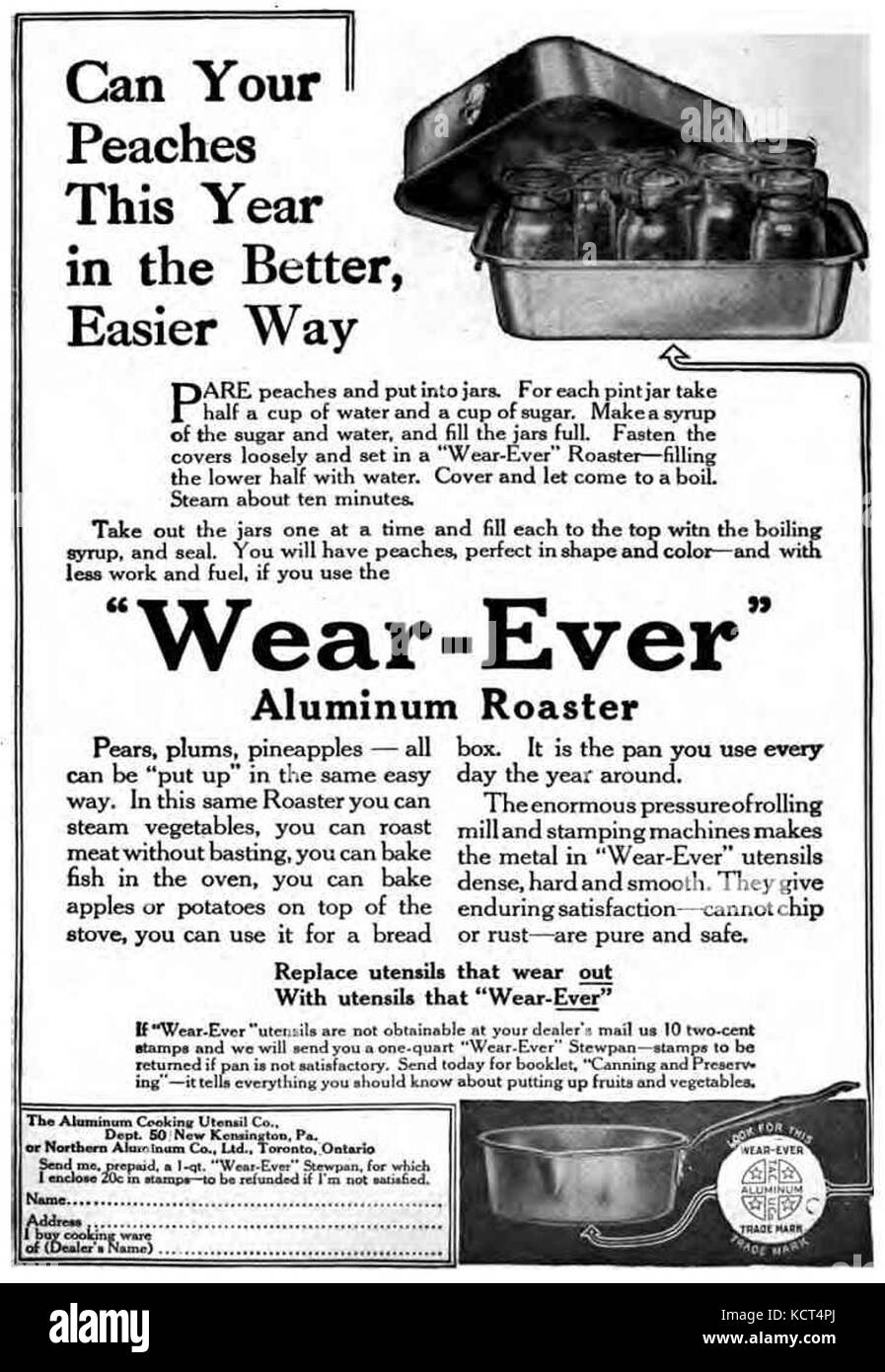 Inscatolando faitout annuncio Foto Stock