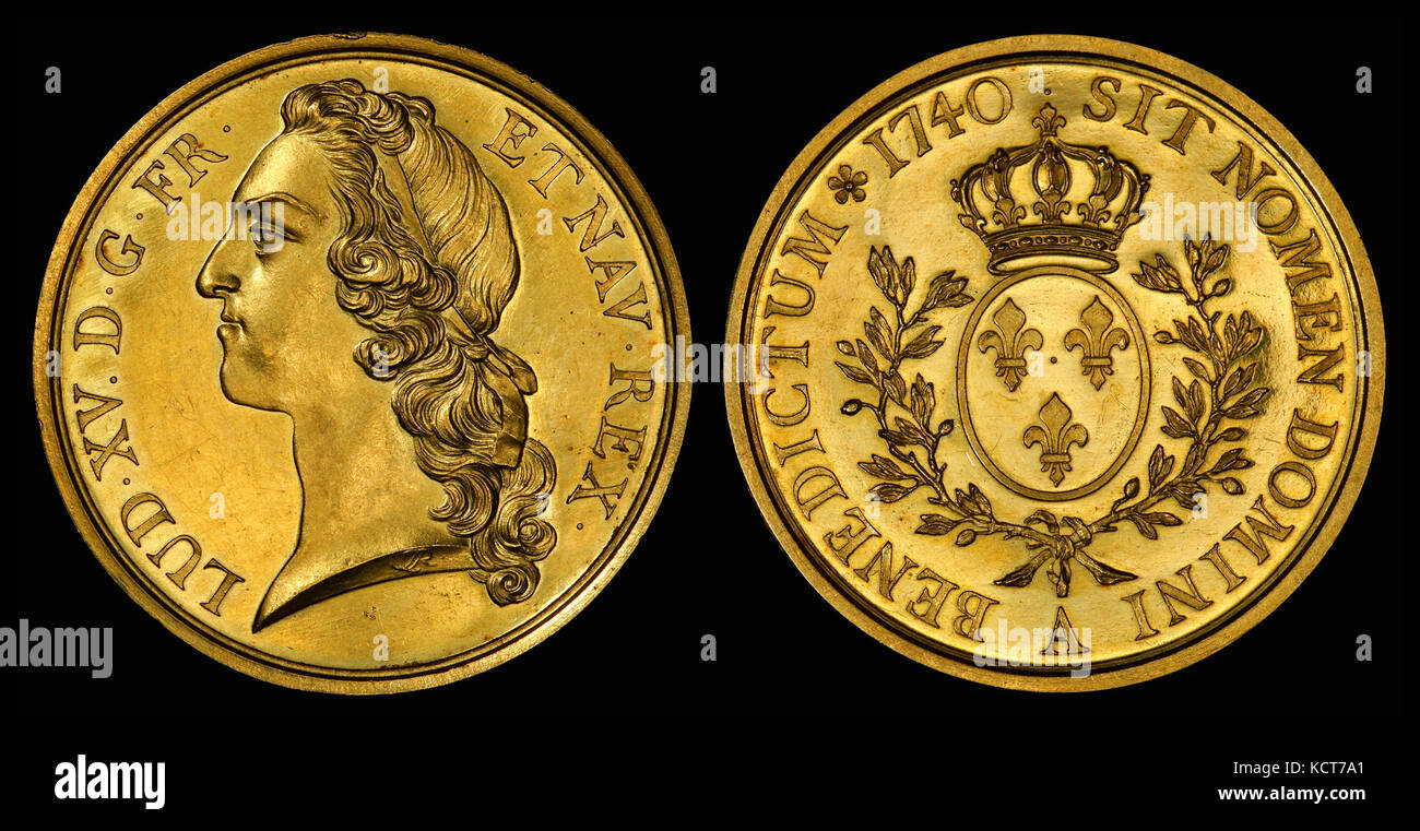 Francia 1740 Un Ecu in oro (Louis15) Essai Foto Stock